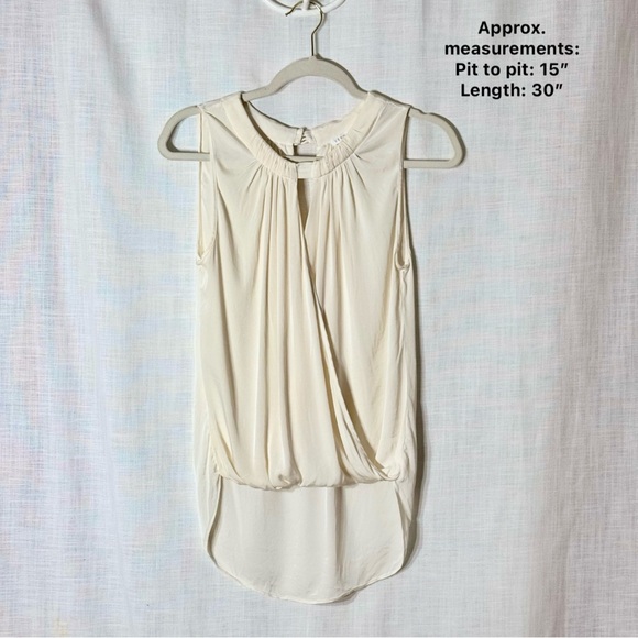 Veronica Beard Ivory Silk Draped Sleeveless Hi-Low Blouse Size 10